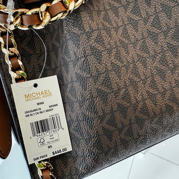 Michael Kors Mina Small Crossbody Handbag In Brown NWT - Picture 4 of 10